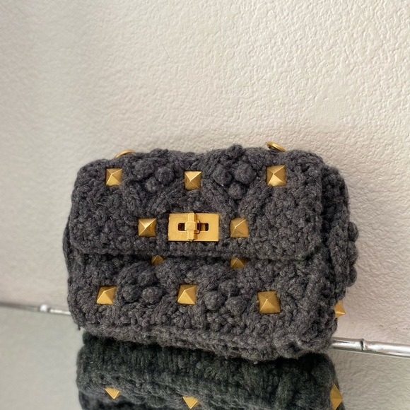 VALENTINO GARAVANI Medium Roman Stud Cashmere Shoulder Bag $3,150 - Picture 2 of 8